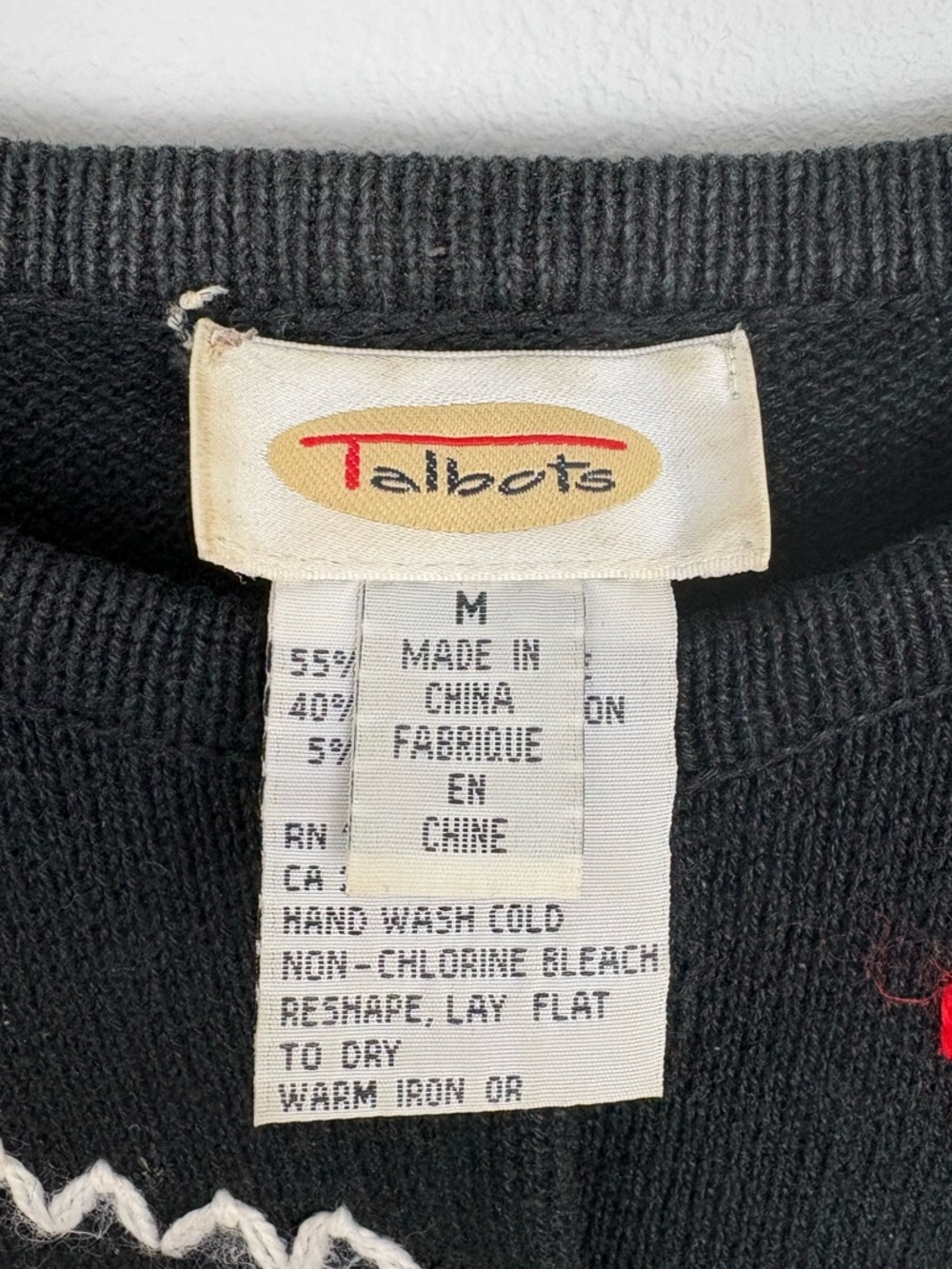 Vintage Talbots Black Knit Cardigan with Multicolor Embroidery Medium boho - Picture 2 of 8